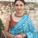 Load image into Gallery viewer, Blue Pluto Chanderi Silk Hand-block Print Saree with Blouse - Paheli-Jaipur