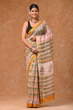Load image into Gallery viewer, PAHELI JAIPUR Maheshwari Silk Saree for Women with Blouse Piece Hand Block Print