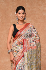 Load image into Gallery viewer, PAHELI JAIPUR Maheshwari Silk Saree for Women with Blouse Piece Hand Block Print