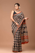 Load image into Gallery viewer, PAHELI JAIPUR Chanderi Silk Saree for Women with Blouse Piece Hand Block Print