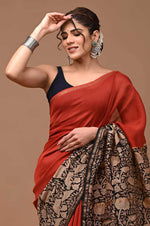 Load image into Gallery viewer, PAHELI JAIPUR Chanderi Silk Saree for Women with Blouse Piece Hand Block Print