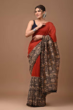 Load image into Gallery viewer, PAHELI JAIPUR Chanderi Silk Saree for Women with Blouse Piece Hand Block Print