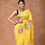 Load image into Gallery viewer, Sunlit Yellow - Hand Painted Chanderi Silk Saree - Paheli-Jaipur
