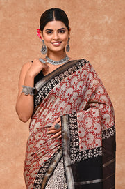 PAHELI JAIPUR Maheshwari Silk Saree for Women with Blouse Piece Hand Block Print