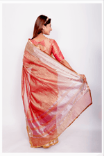 Load image into Gallery viewer, Pink Crushed Tissue - Banarasi Silk Saree For Women With Blouse Piece - Paheli-Jaipur
