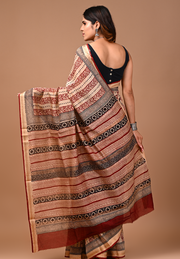 PAHELI JAIPUR Maheshwari Silk Saree for Women with Blouse Piece Hand Block Print