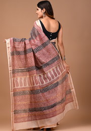 PAHELI JAIPUR Maheshwari Silk Saree for Women with Blouse Piece Hand Block Print