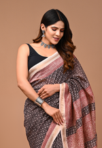 Load image into Gallery viewer, PAHELI JAIPUR Maheshwari Silk Saree for Women with Blouse Piece Hand Block Print
