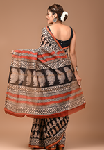 Load image into Gallery viewer, Traditional Bagru - Hand Block Chanderi Silk Saree For Women With Blouse Piece
