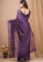 Load image into Gallery viewer, Mesmerising Purple - Hand Block Chanderi Silk Saree For Women With Blouse Piece
