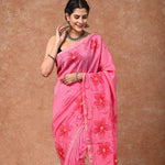 Load image into Gallery viewer, Pink Love - Hand Painted Chanderi Silk Saree - Paheli-Jaipur
