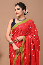 Load image into Gallery viewer, PAHELI JAIPUR Women&#39;s Khadi Cotton Saree For Women With Blouse Piece (Red)
