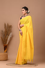 Load image into Gallery viewer, PAHELI JAIPUR Women&#39;s Khadi Cotton Saree For Women With Blouse Piece (Yellow)
