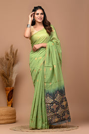 PAHELI JAIPUR Chanderi Silk Saree for Women with Blouse Piece Hand Block Print