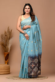 PAHELI JAIPUR Chanderi Silk Saree for Women with Blouse Piece Hand Block Print