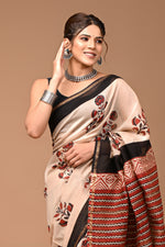 Load image into Gallery viewer, PAHELI JAIPUR Chanderi Silk Saree for Women with Blouse Piece Hand Block Print
