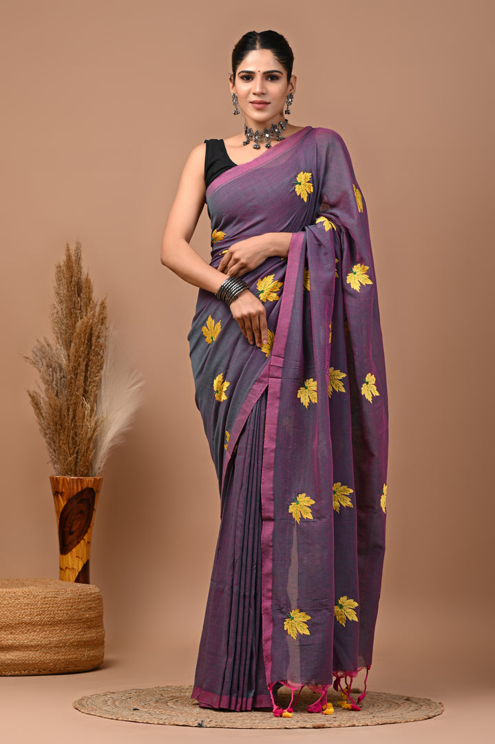 PAHELI JAIPUR Women's Khadi Cotton Saree For Women With Blouse Piece