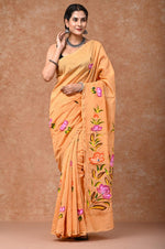 Load image into Gallery viewer, Peachy Chic Chanderi Silk Hand-Block Saree - Paheli-Jaipur
